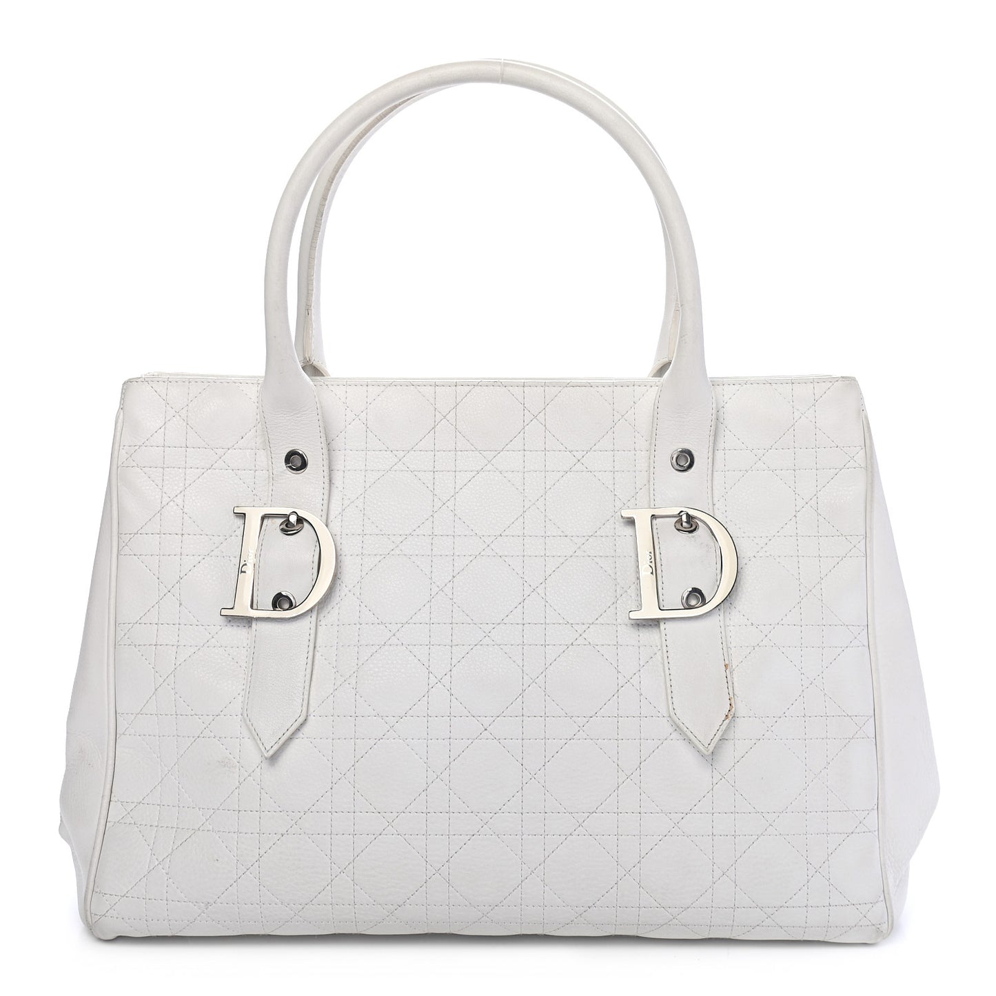 Cannage Stitched Tote White