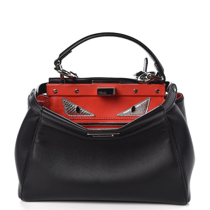Fendi Nappa Karung Monster Eyes Mini Peekaboo Iconic Satchel Black Papavero 1 of 7
