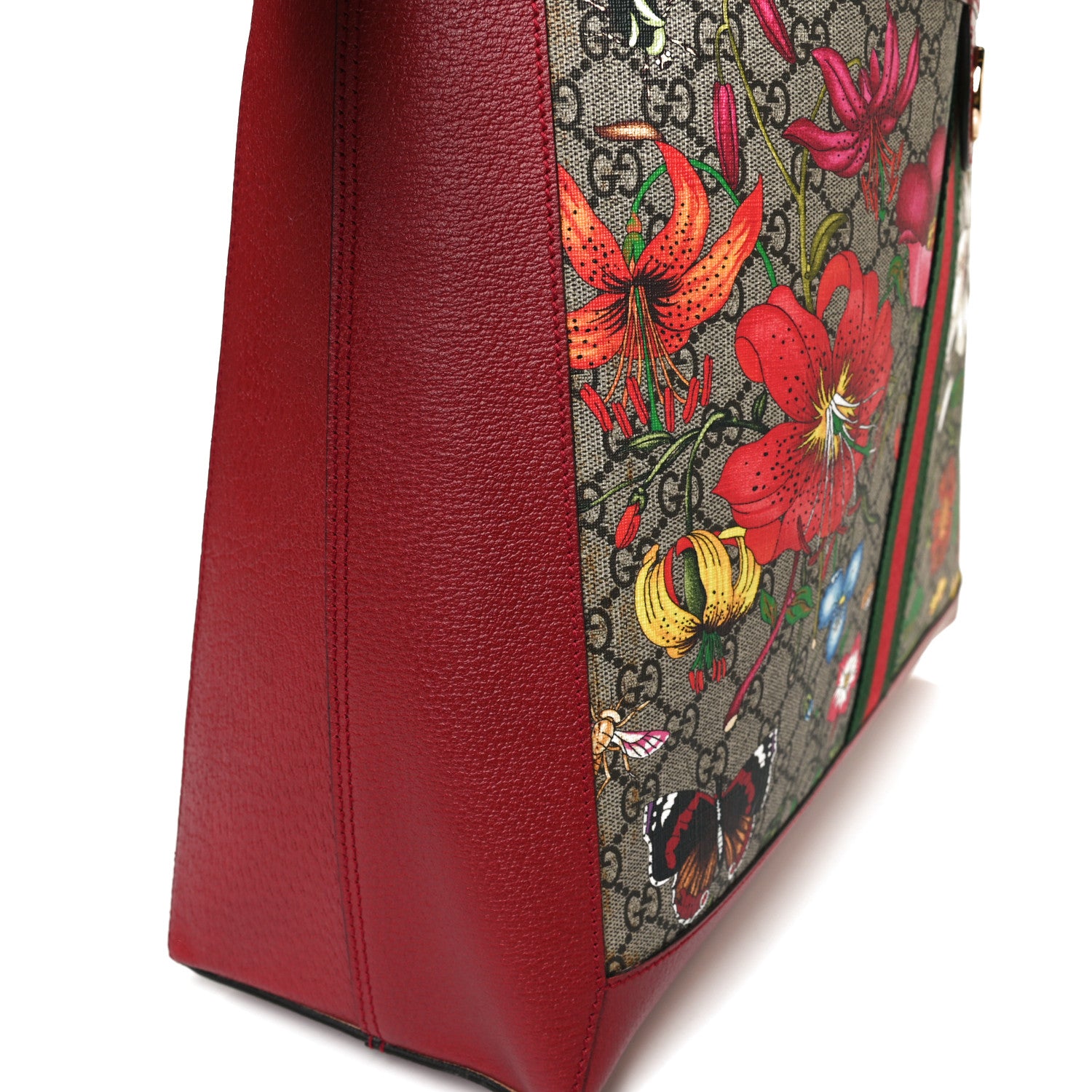 Gucci GG Supreme Monogram Flora Web Large Ophidia Tote Red 14 of 14