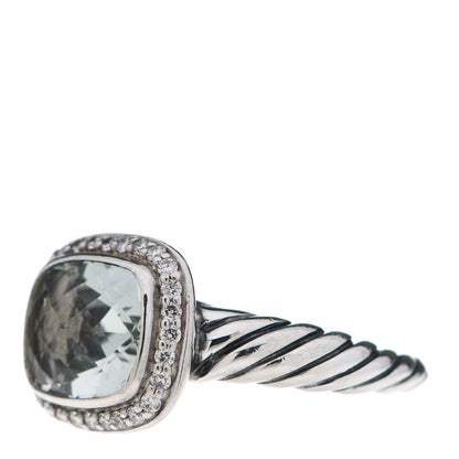 David Yurman Sterling Silver Diamond Prasiolite 10mm Noblesse Ring 51 5.75 3 of 6