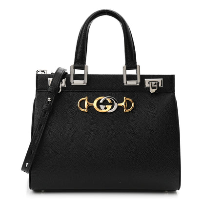 Gucci Grainy Calfskin Small Zumi Top Handle Bag Black 1 of 9