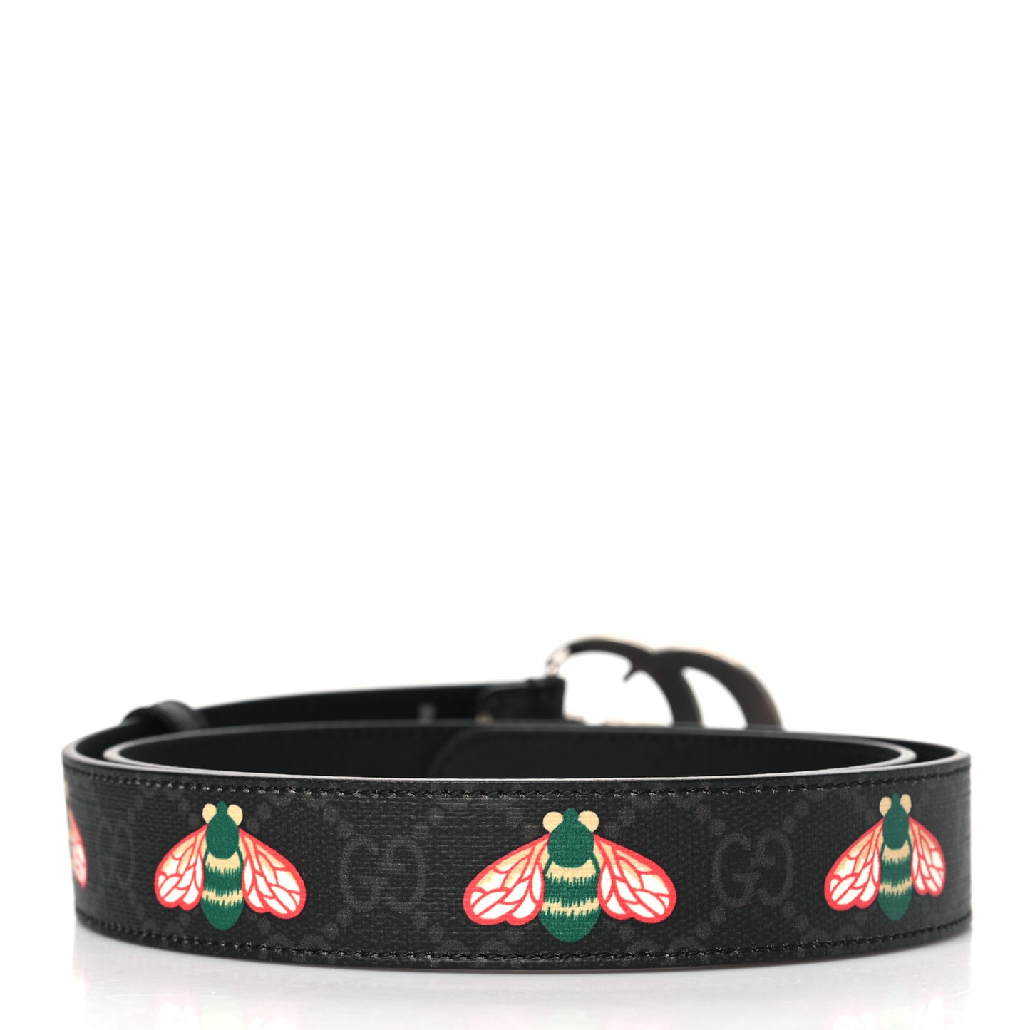 GG Supreme Monogram Bee Multicolor Appia Calfskin 30mm Belt 85 34 Black