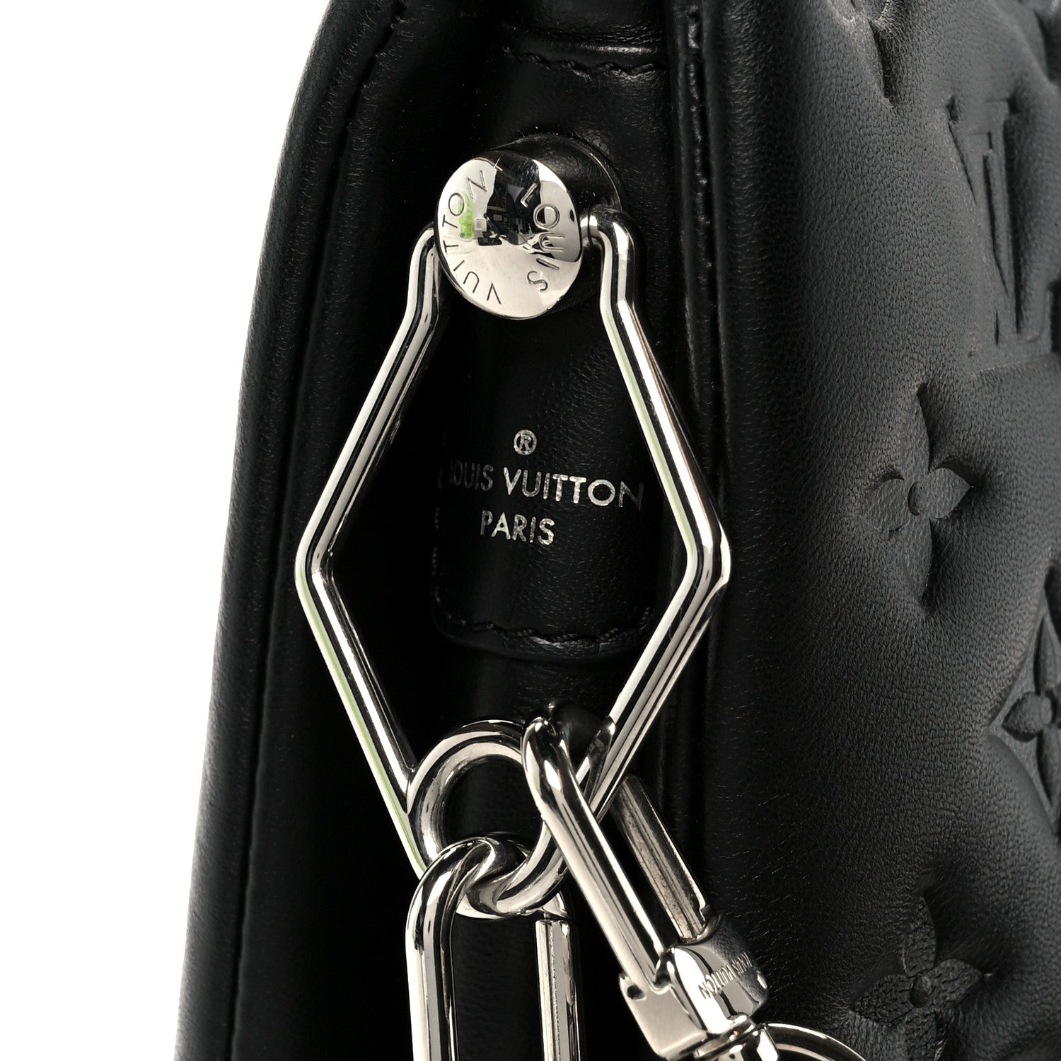 Louis Vuitton Lambskin Embossed Monogram Coussin PM Black 9 of 12