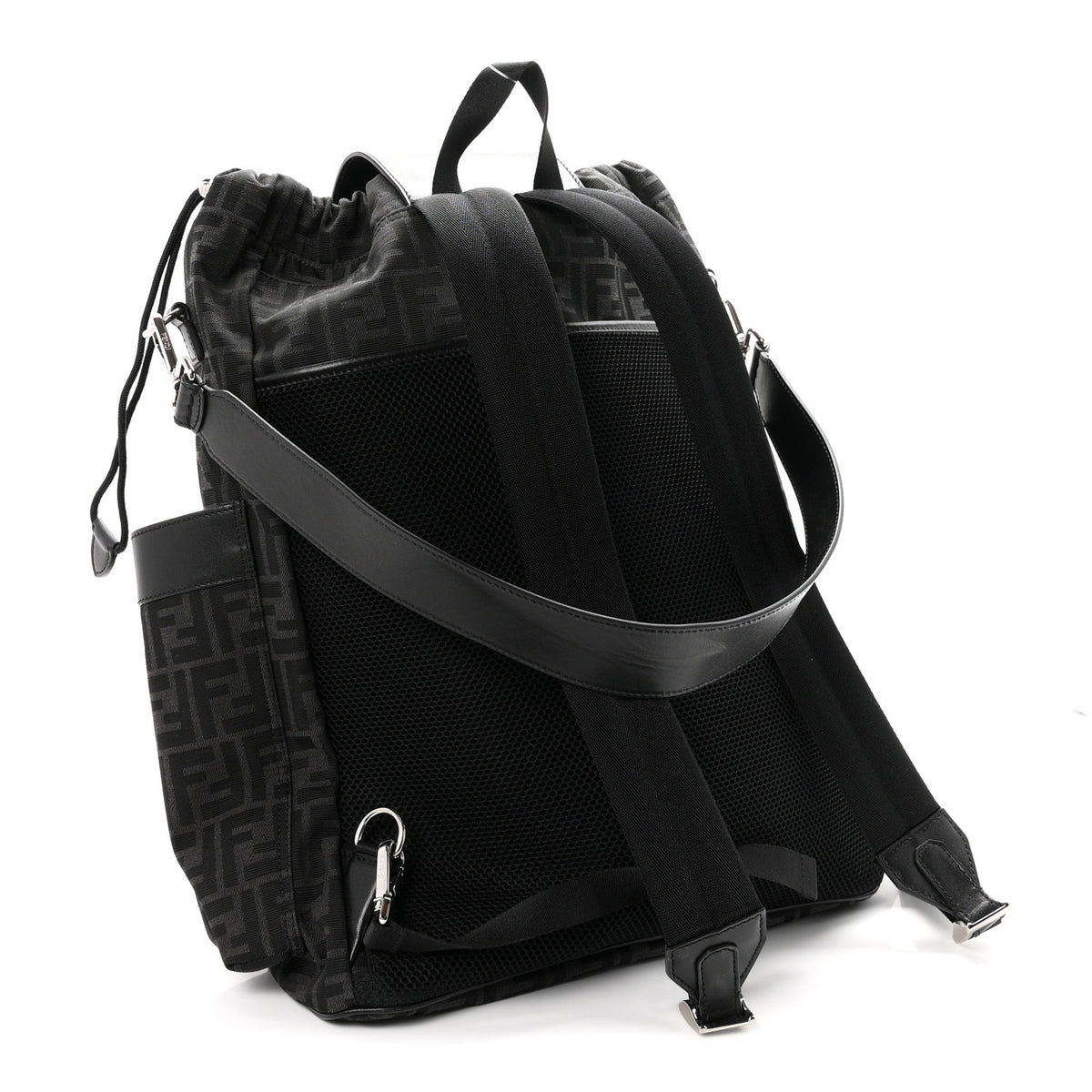 Fendi Recycled Fabric Jacquard Vitello Grace FF 1974 Large Fendi Strike Backpack Asfalto 2 of 9