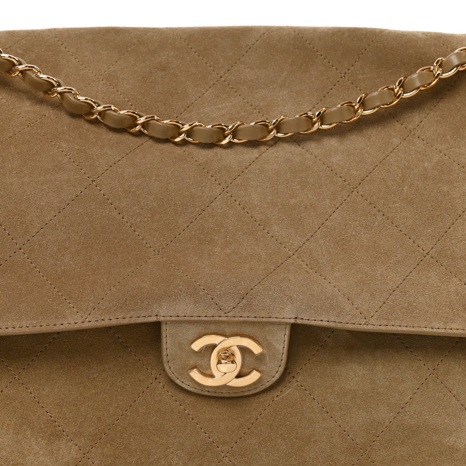 Chanel Suede Calfskin Souplissimo Maxi Flap Dark Beige 8 of 10