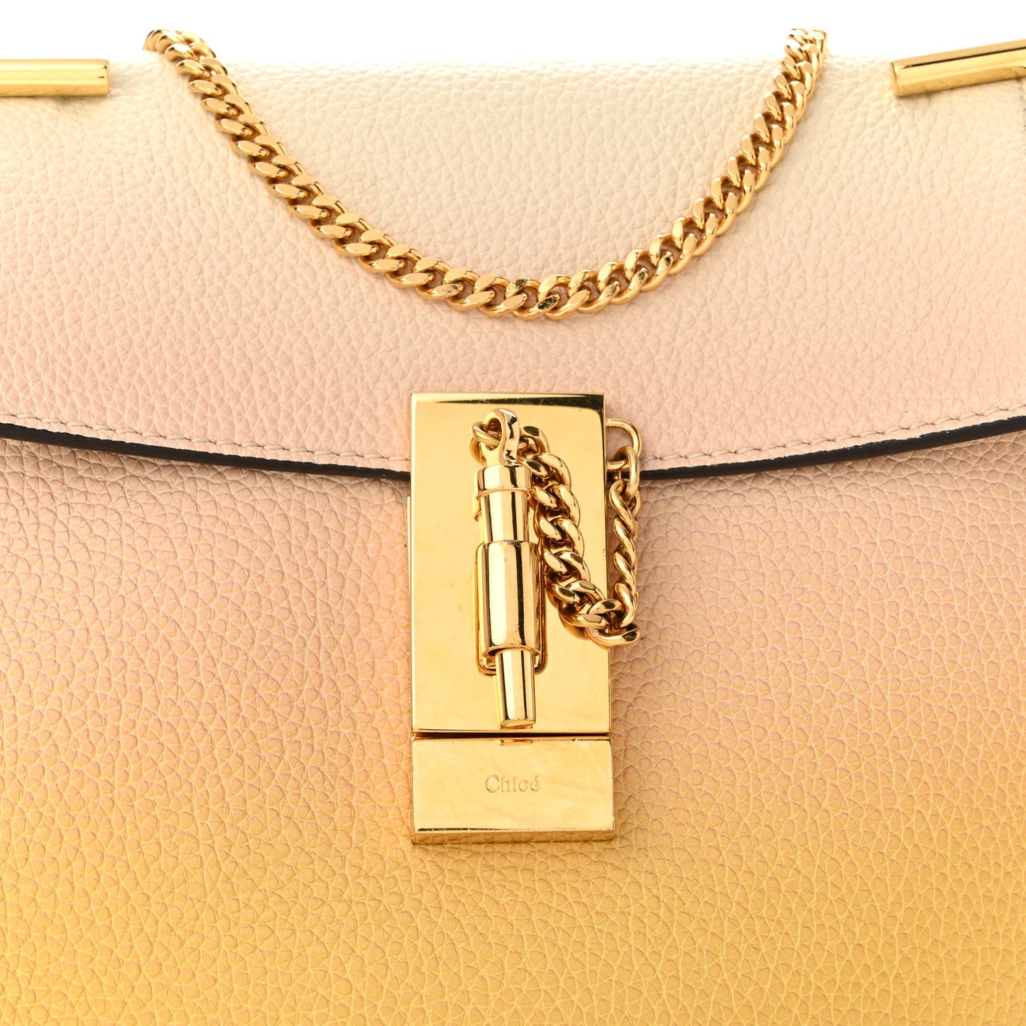 Grained Calfskin Lambskin Ombre Mini Drew Shoulder Bag Orange Mimosa