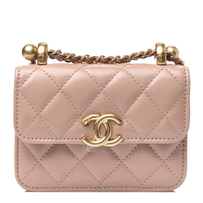 Chanel Calfskin Quilted Perfect Fit Coin Purse With Chain Beige 1 of 4