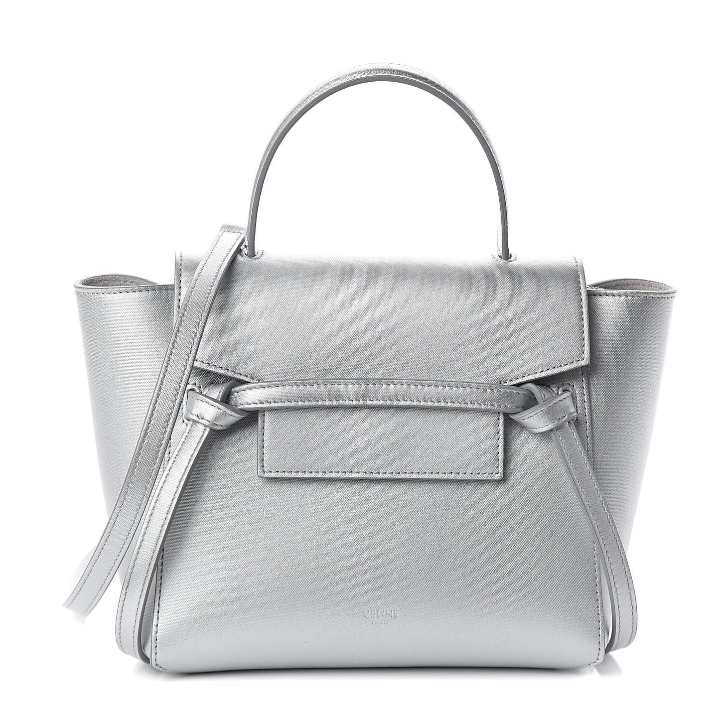 Laminated Calfskin Nano Belt Bag Silver
