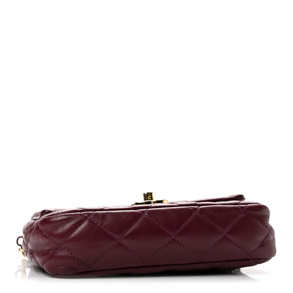Chanel Shiny Lambskin Quilted Golden Links Top Handle Flap Dark Purple 4 of 13