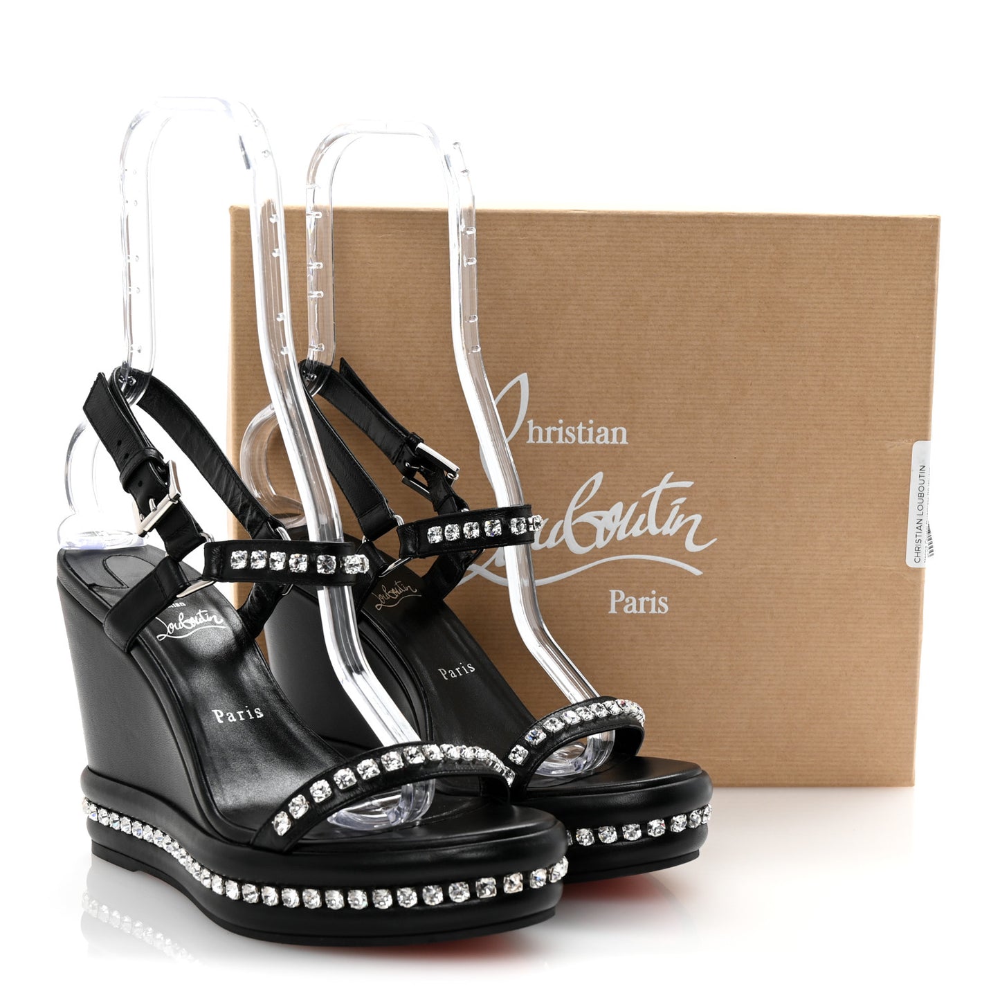 Nappa Crystal Pyrastrass 110 Wedge Sandals 40 Black