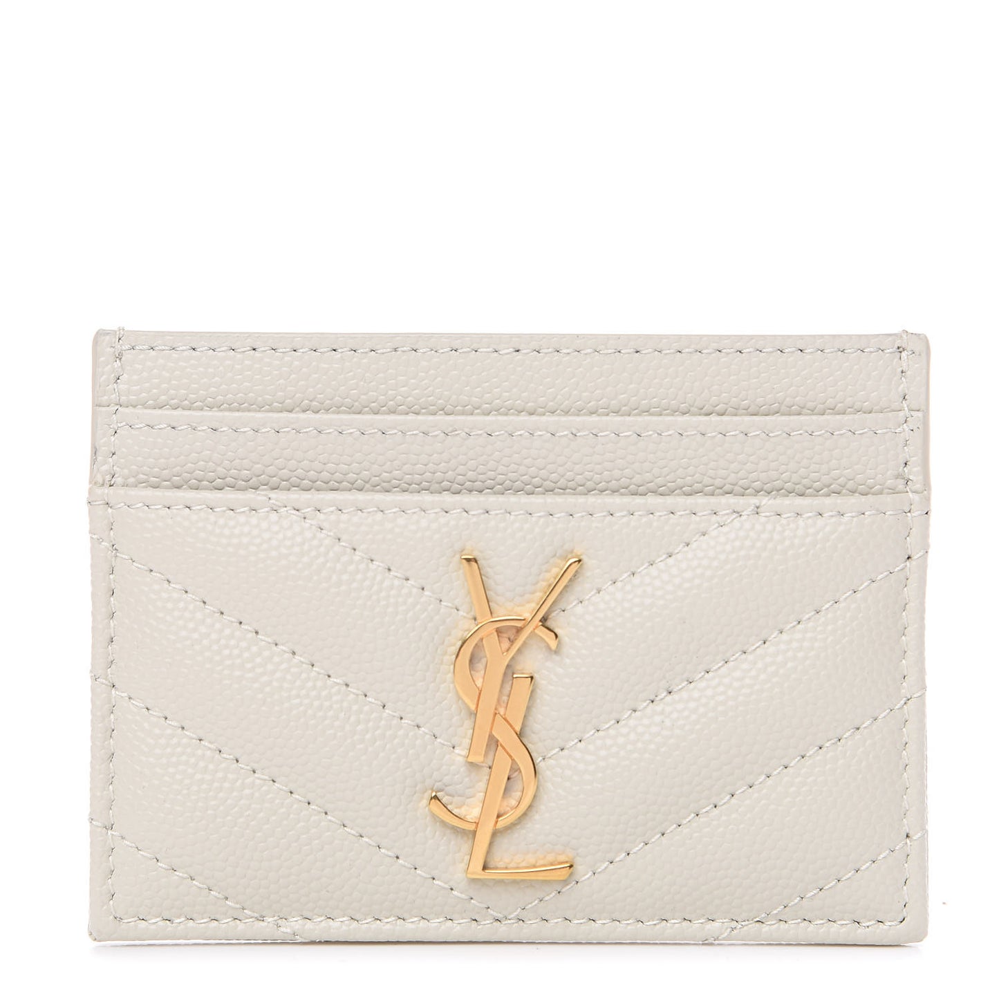 Grain De Poudre Matelasse Chevron Monogram Credit Card Case Crema Soft