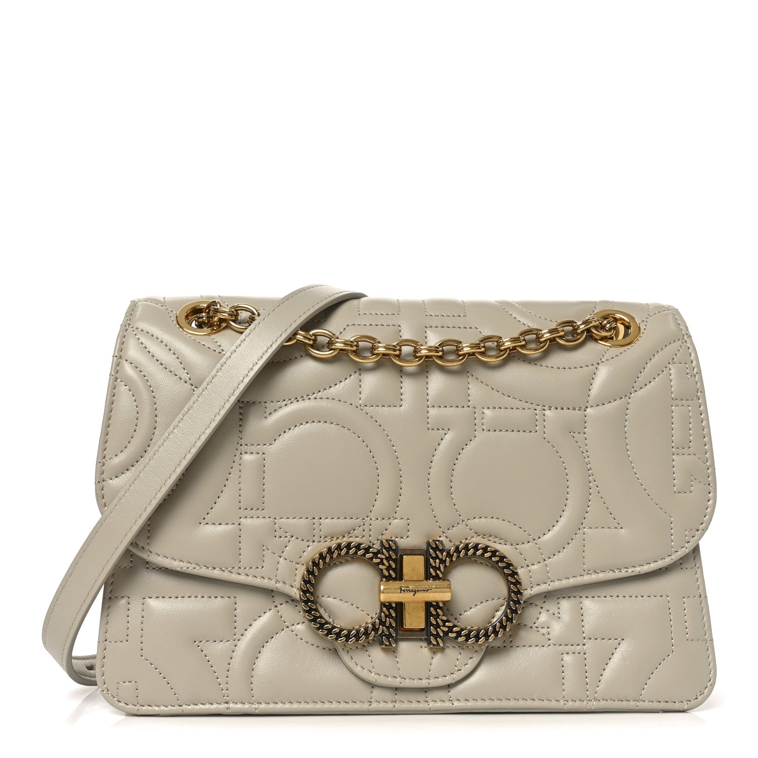 Salvatore Ferragamo Calfskin Quilted Gancini Flap Bag Peony 1 of 9