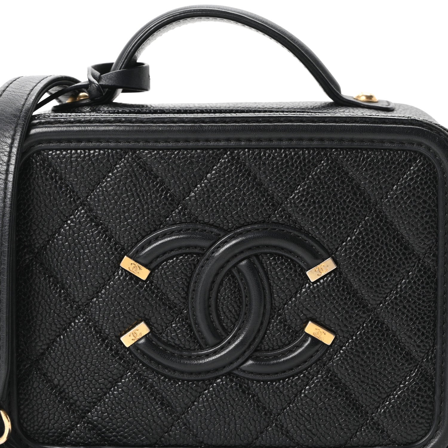 Chanel Caviar Quilted Small CC Filigree Vanity Case Black 8 of 10