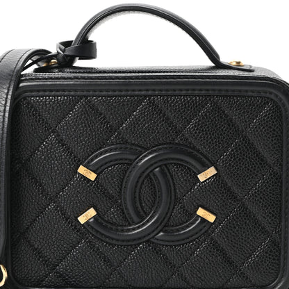 Chanel Caviar Quilted Small CC Filigree Vanity Case Black 8 of 10