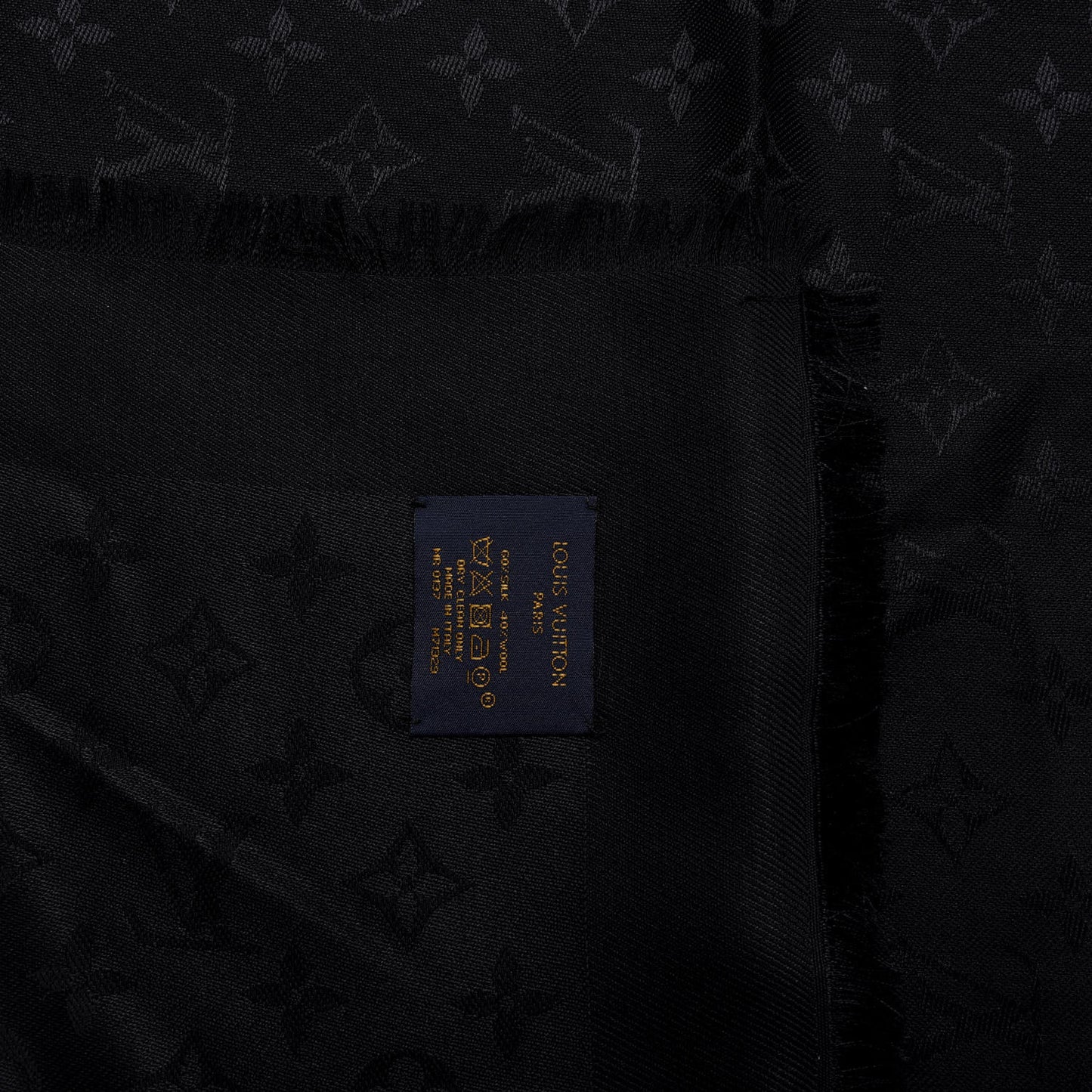 Silk Wool Monogram Shawl Black