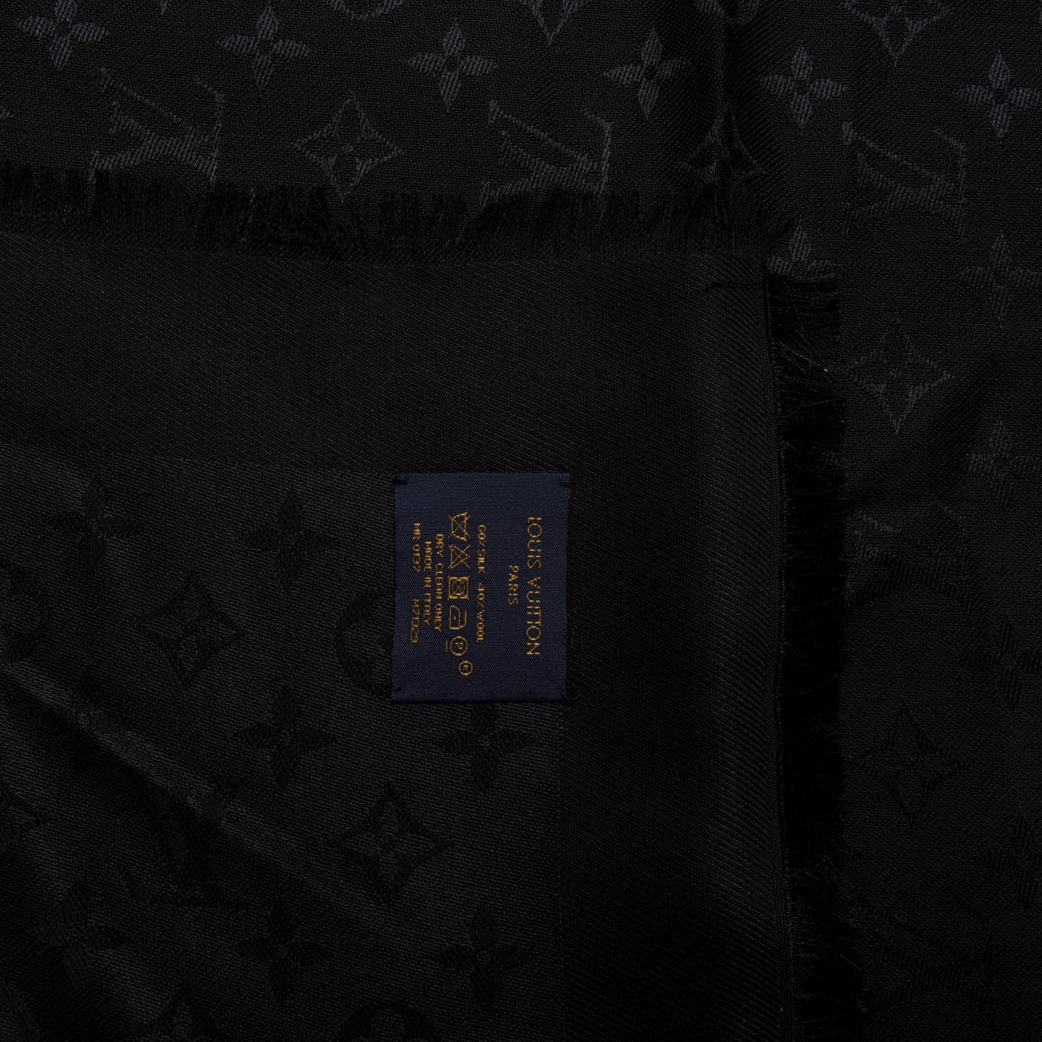Louis Vuitton Silk Wool Monogram Shawl Black 3 of 3