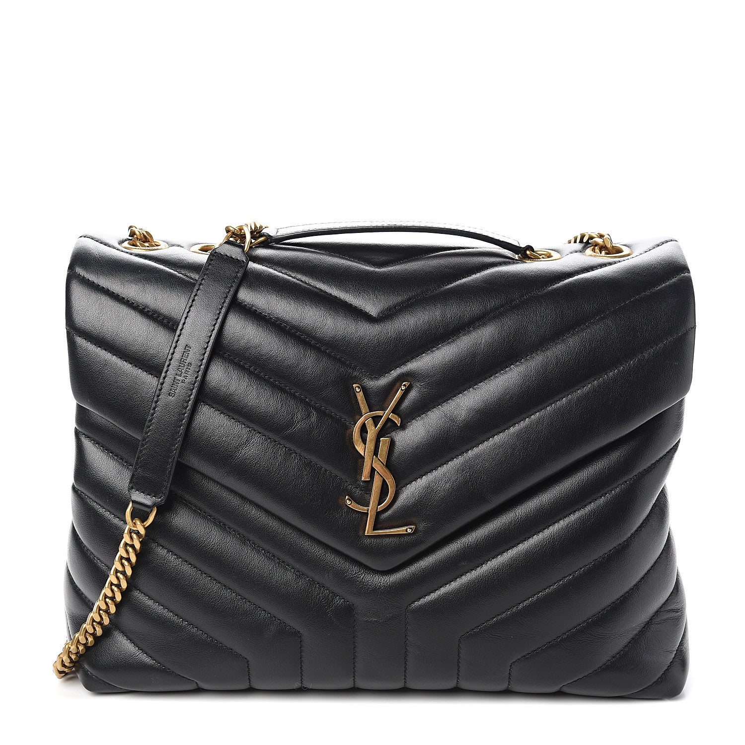 Saint Laurent Calfskin Y Quilted Monogram Medium Loulou Chain Satchel Black 1 of 11