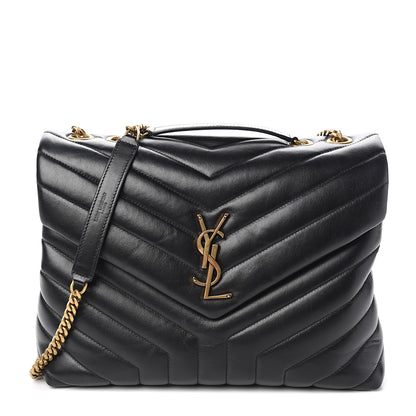 Saint Laurent Calfskin Y Quilted Monogram Medium Loulou Chain Satchel Black 1 of 11