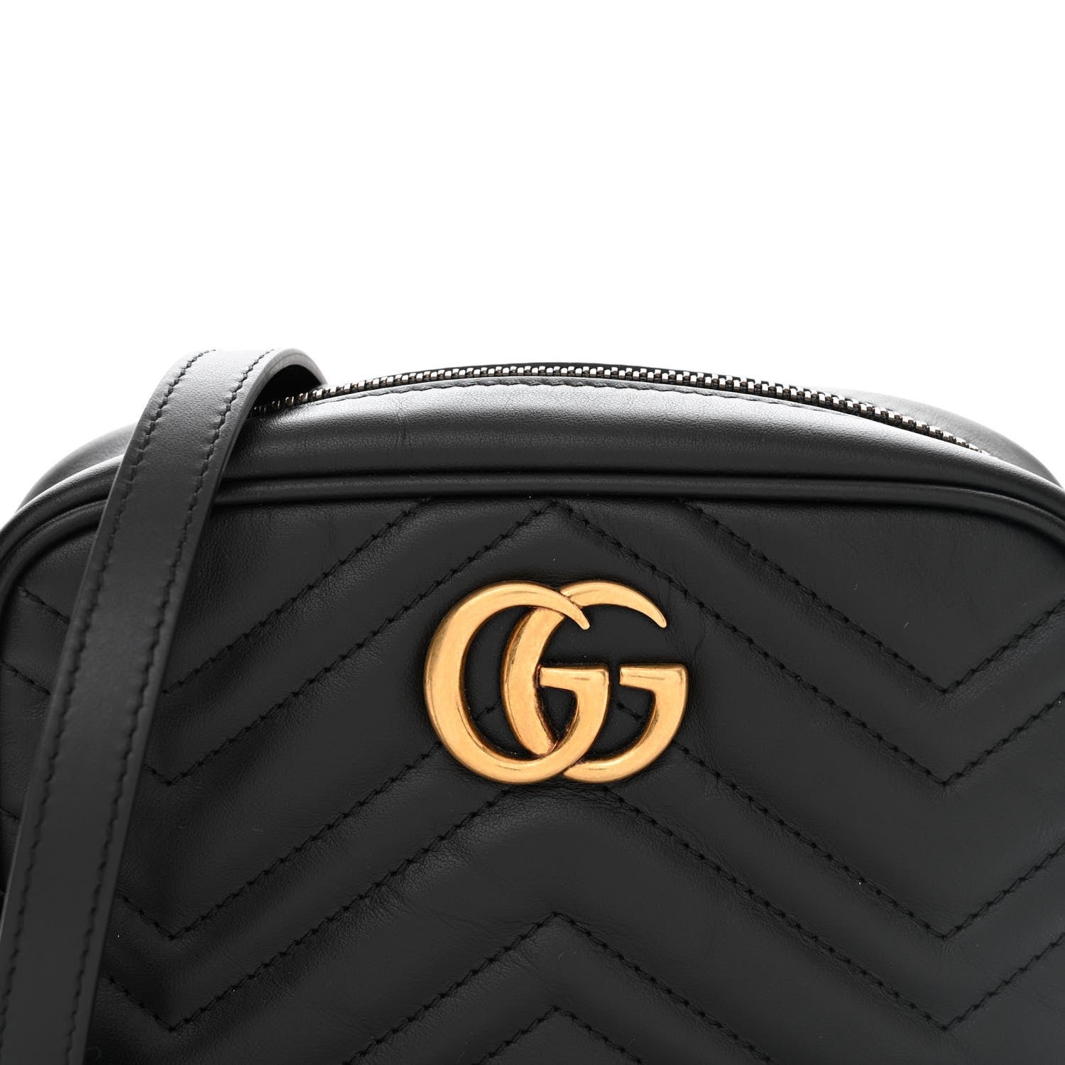 Gucci Calfskin Matelasse Mini GG Marmont Chain Shoulder Bag Black 8 of 13