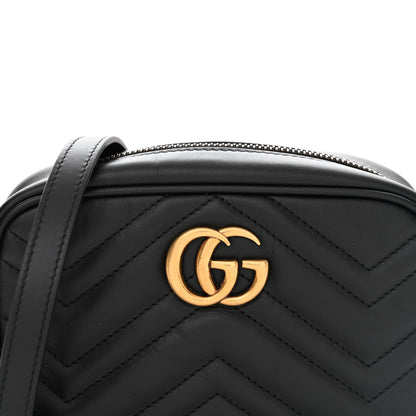 Gucci Calfskin Matelasse Mini GG Marmont Chain Shoulder Bag Black 8 of 13