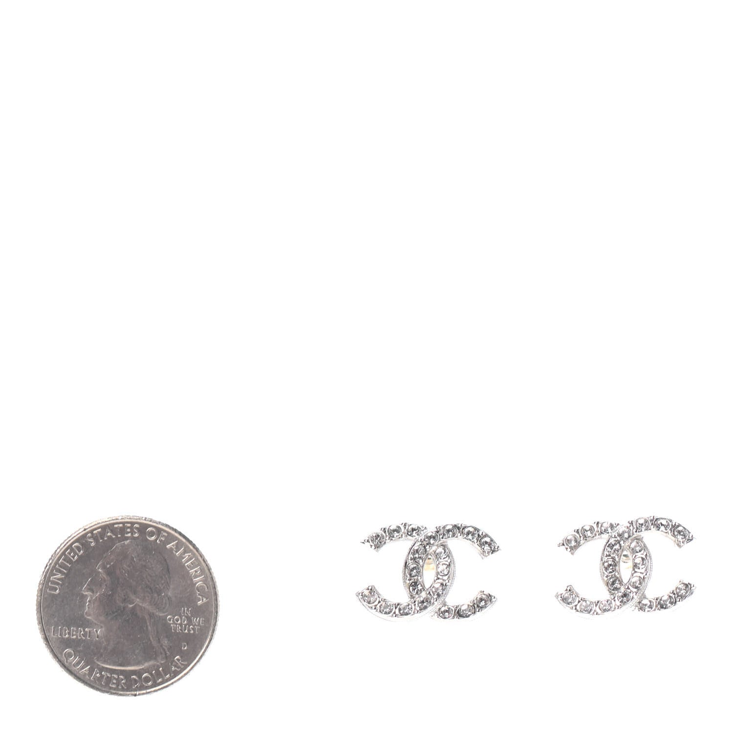 Chanel Crystal CC Earrings Silver 2 of 4