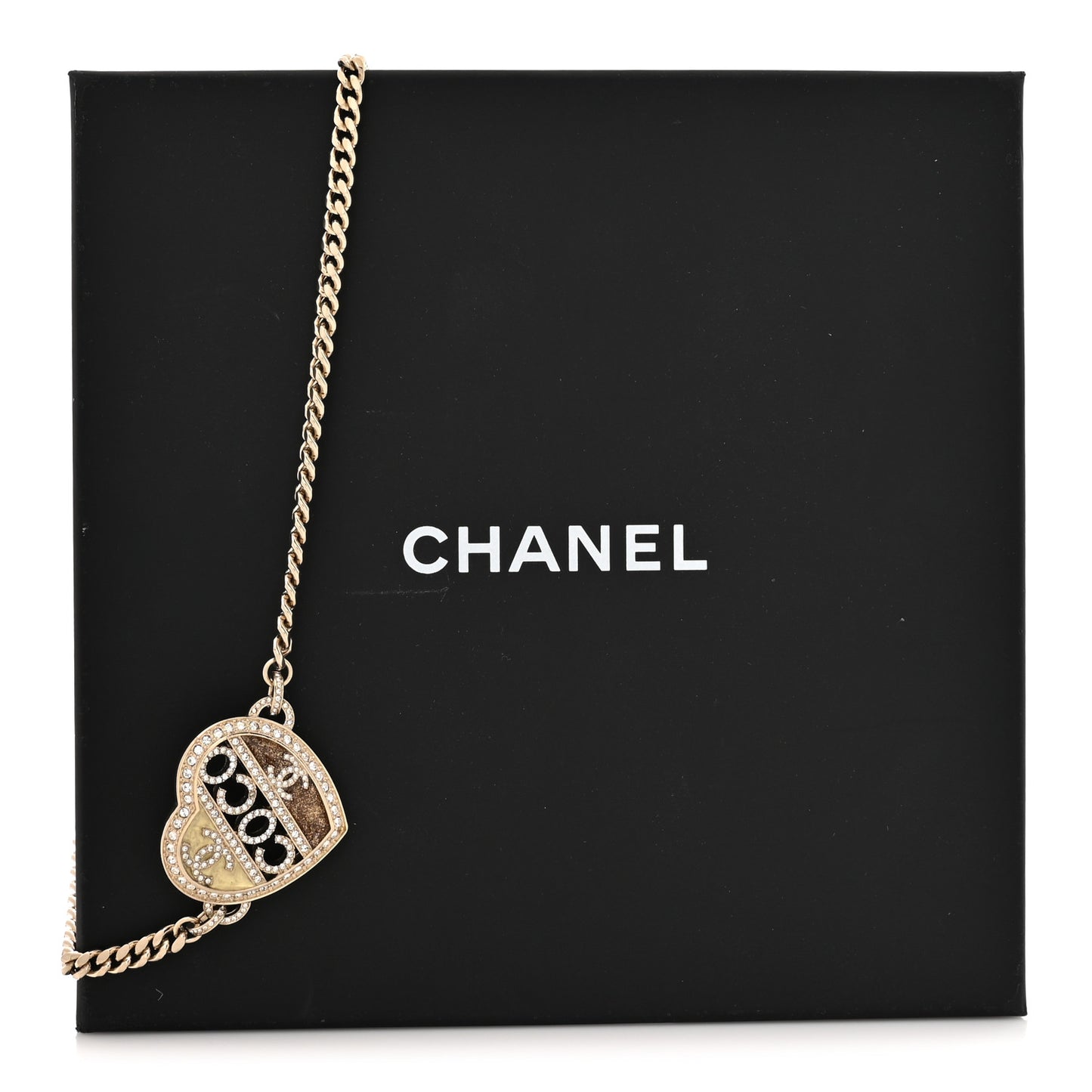 Crystal Crystal CC Coco Heart Necklace Gold