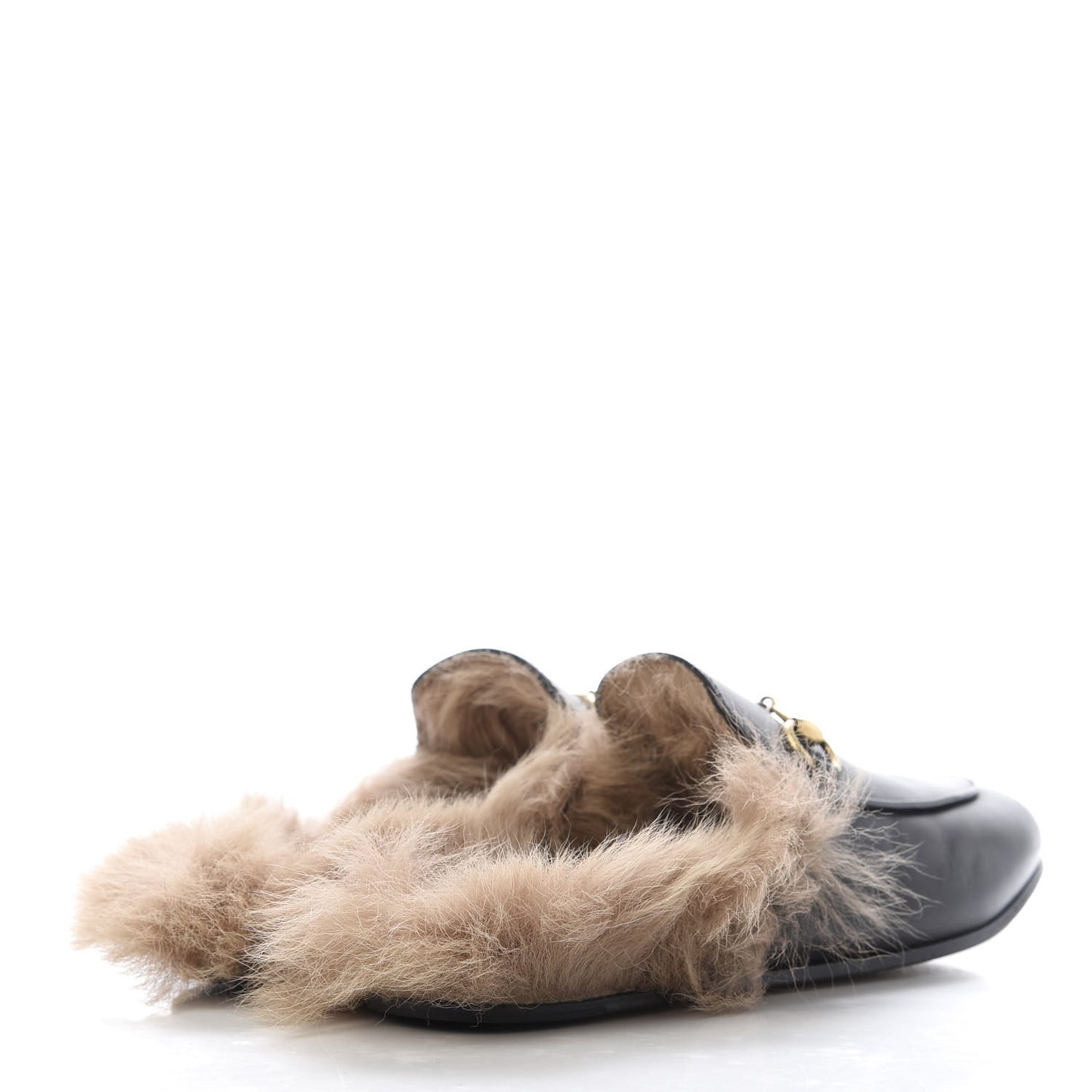 Calfskin Fur Womens Princetown Slippers 35.5 Black