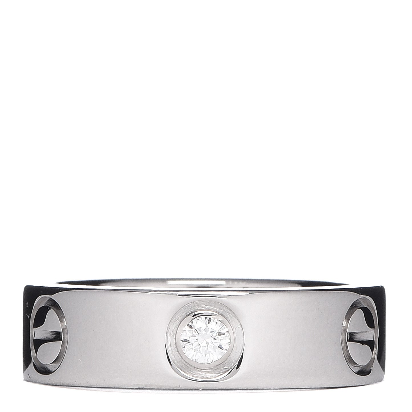 18K White Gold 3 Diamond 5.5mm LOVE Ring 51 5.75