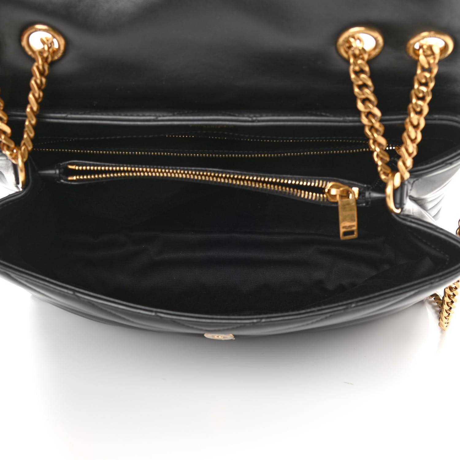 Saint Laurent Calfskin Y Quilted Monogram Medium Loulou Chain Satchel Black 5 of 11