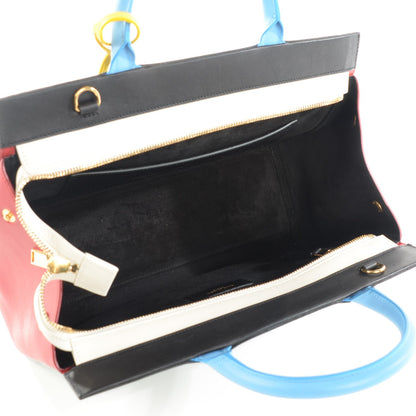 Saint Laurent Calfskin Small Cabas Rive Gauche Bag Black Red Yellow White 7 of 7