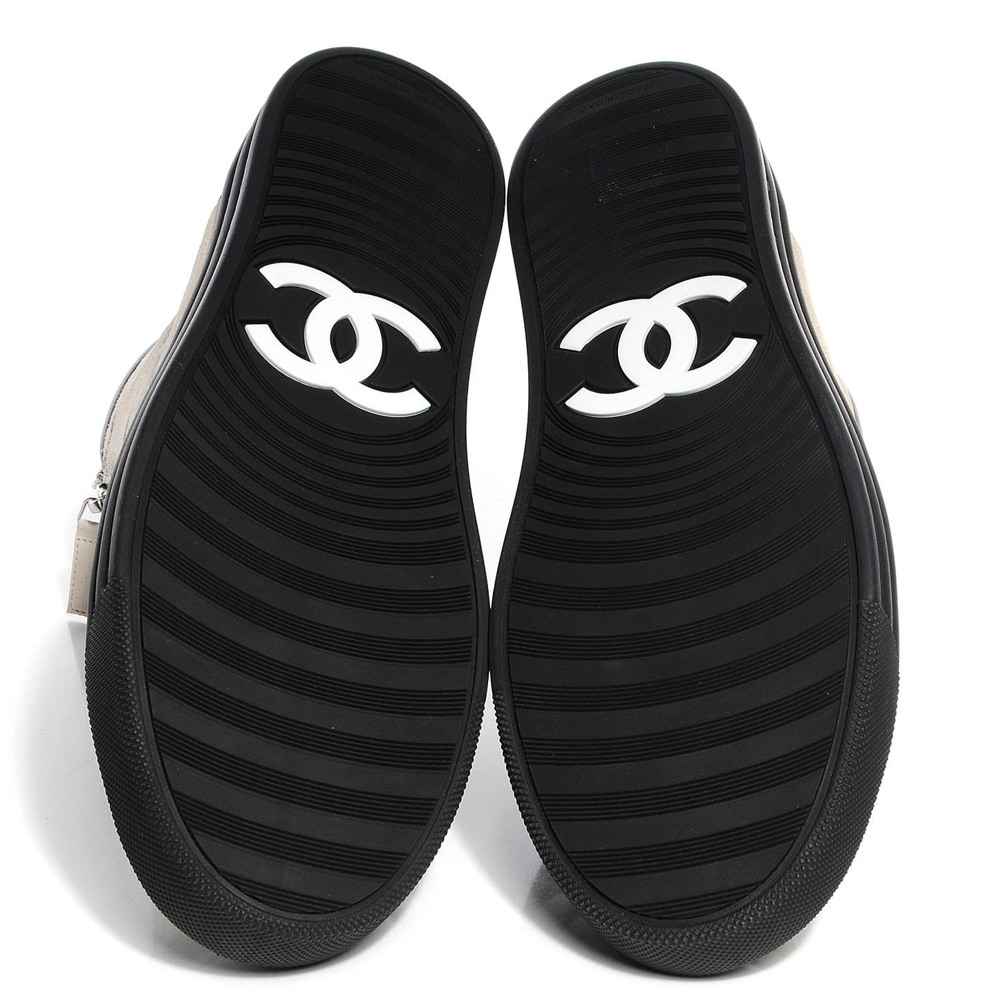 Calfskin Suede Zipped Sneakers Beige Clair Black 41