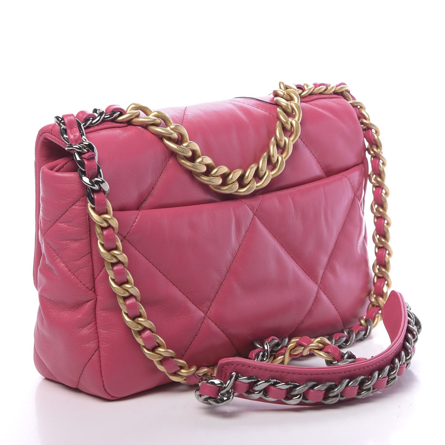 Goatskin Quilted Medium 19 Flap Dark Pink