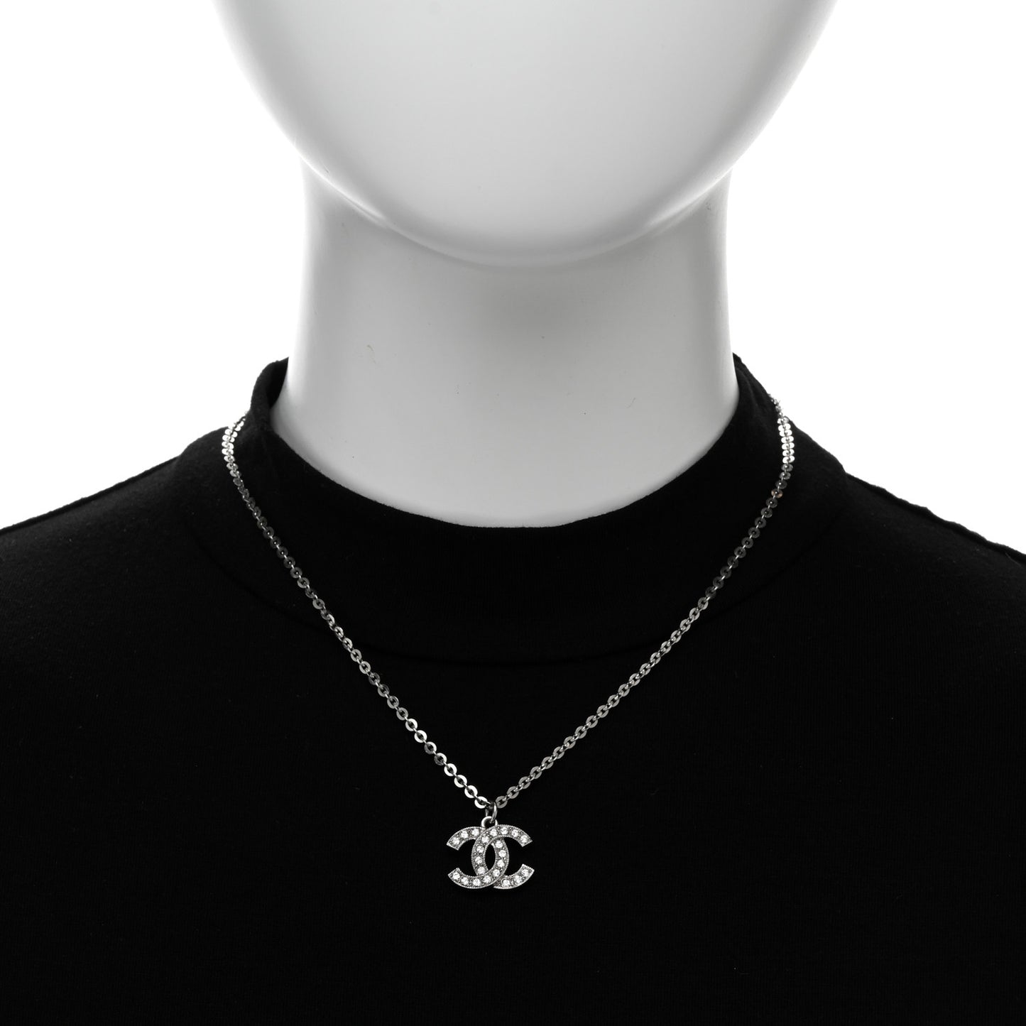Crystal CC Pendant Necklace Silver