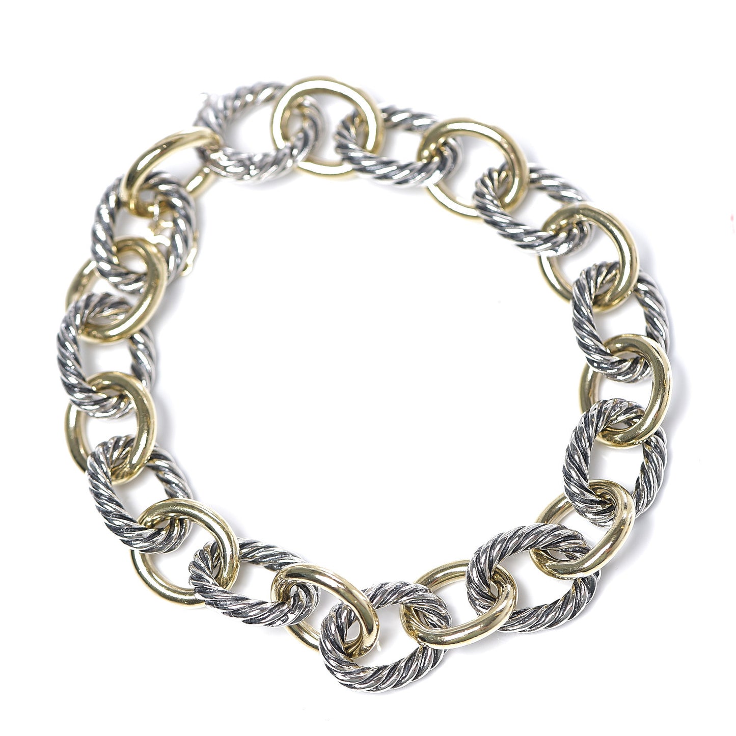Sterling Silver 18K Yellow Gold 12mm Large Oval Link Bracelet