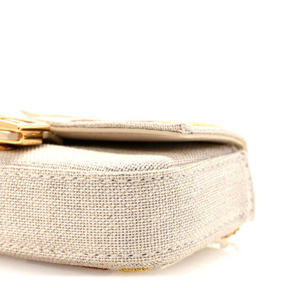 Fendi Kuban Canvas FF Embroidered Nano Baguette Charm Grezzo Multicolor 9 of 9