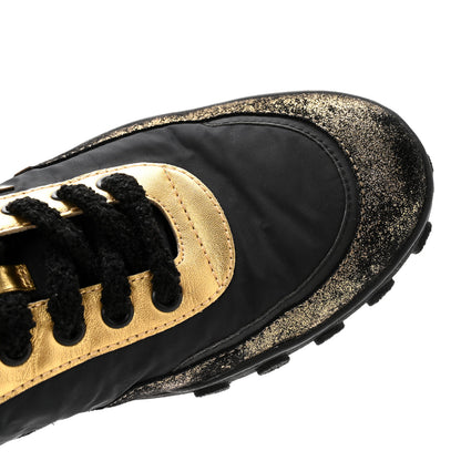 Chanel Metallic Lambskin Satin Finish Womens CC Sneakers 39.5 Black Gold 8 of 15