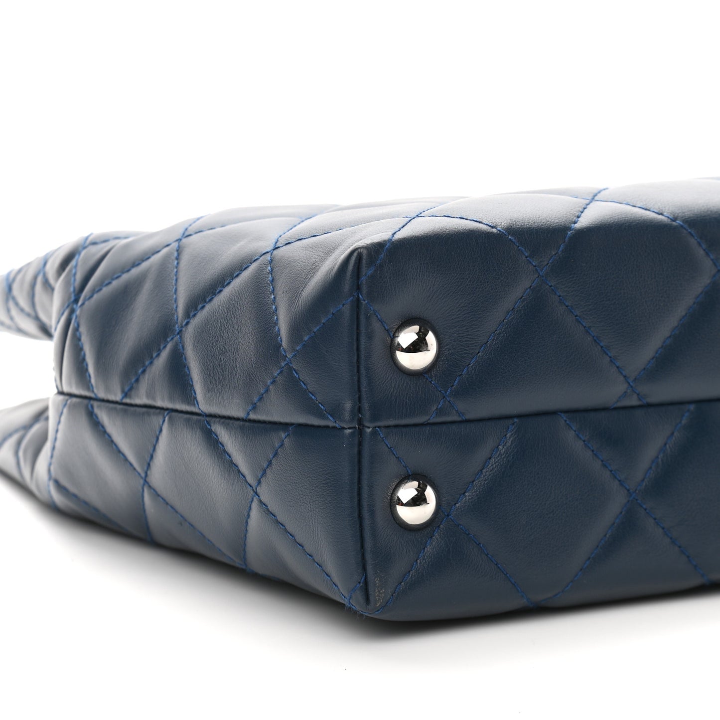 Calfskin Quilted In The Business North South Tote Blue