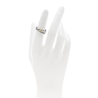 David Yurman Sterling Silver 18K Yellow Gold 6mm X Crossover Ring 49 4.75 2 of 4