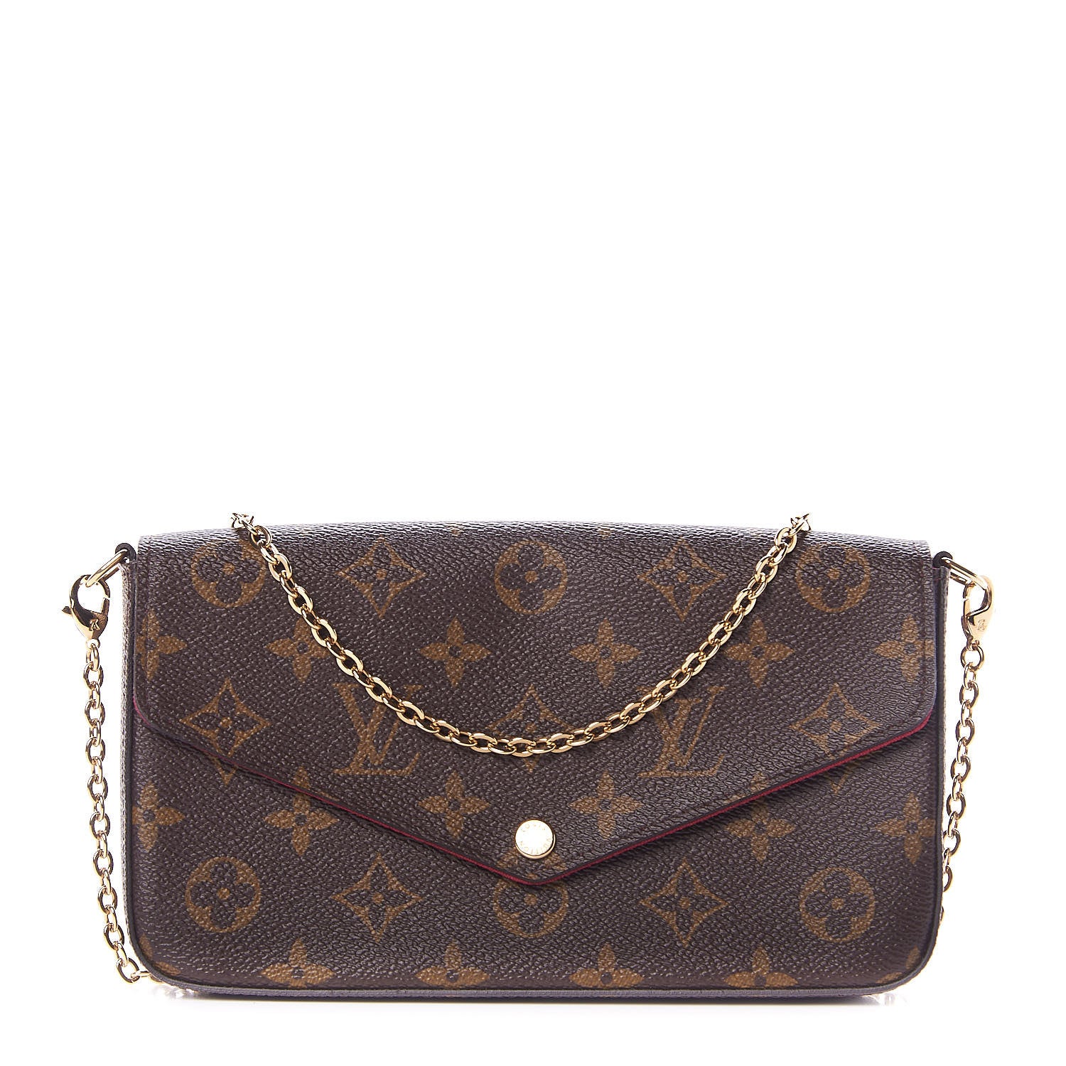 Louis Vuitton Monogram Pochette Felicie Chain Wallet Fuchsia 1 of 9
