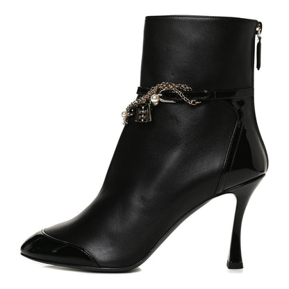 Chanel Lambskin Patent Calfskin Ankle Boots 40 Black 1 of 13