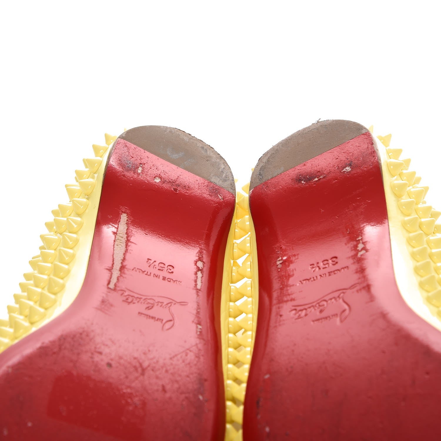 Christian Louboutin Patent Pigalle Spikes Flats 35.5 Lemon 12 of 12