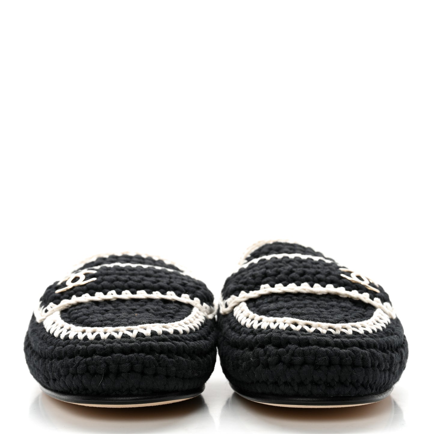 CHANE Crochet CC Mules 36 Black Ivory