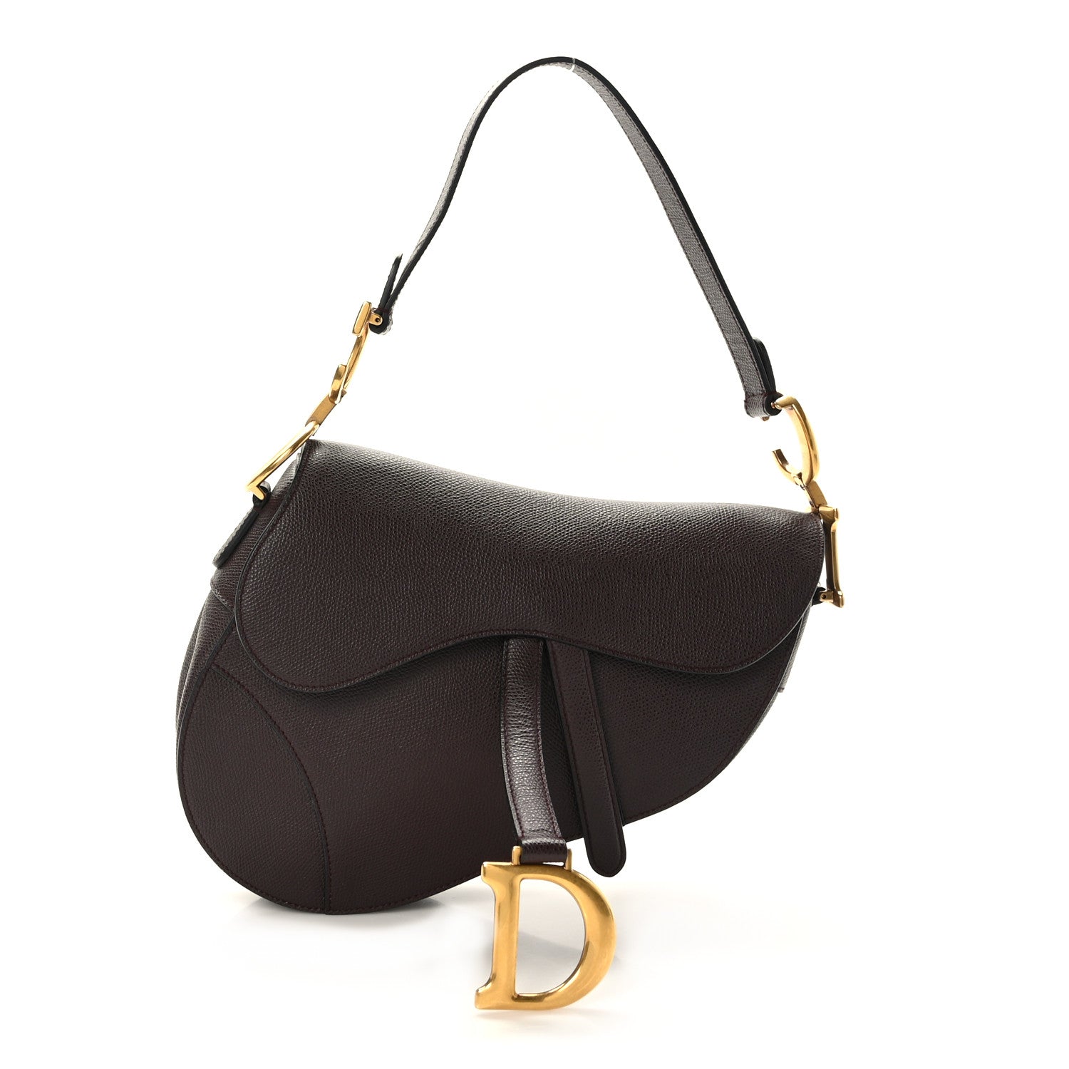 Christian Dior Grained Calfskin Saddle Bag Burgundy 1 of 9