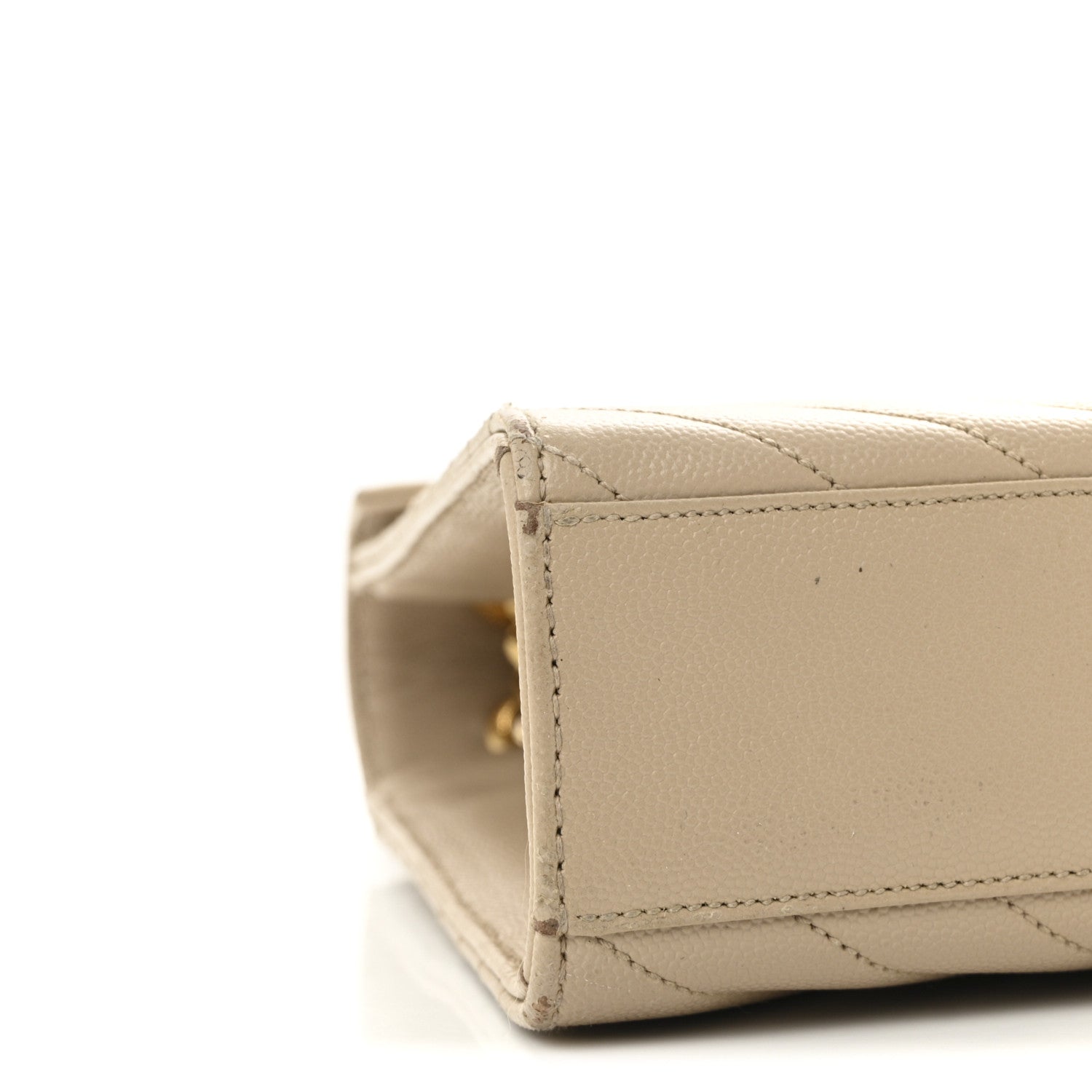 Saint Laurent Grain De Poudre Matelasse Chevron Large Monogram Satchel Dark Beige 8 of 9