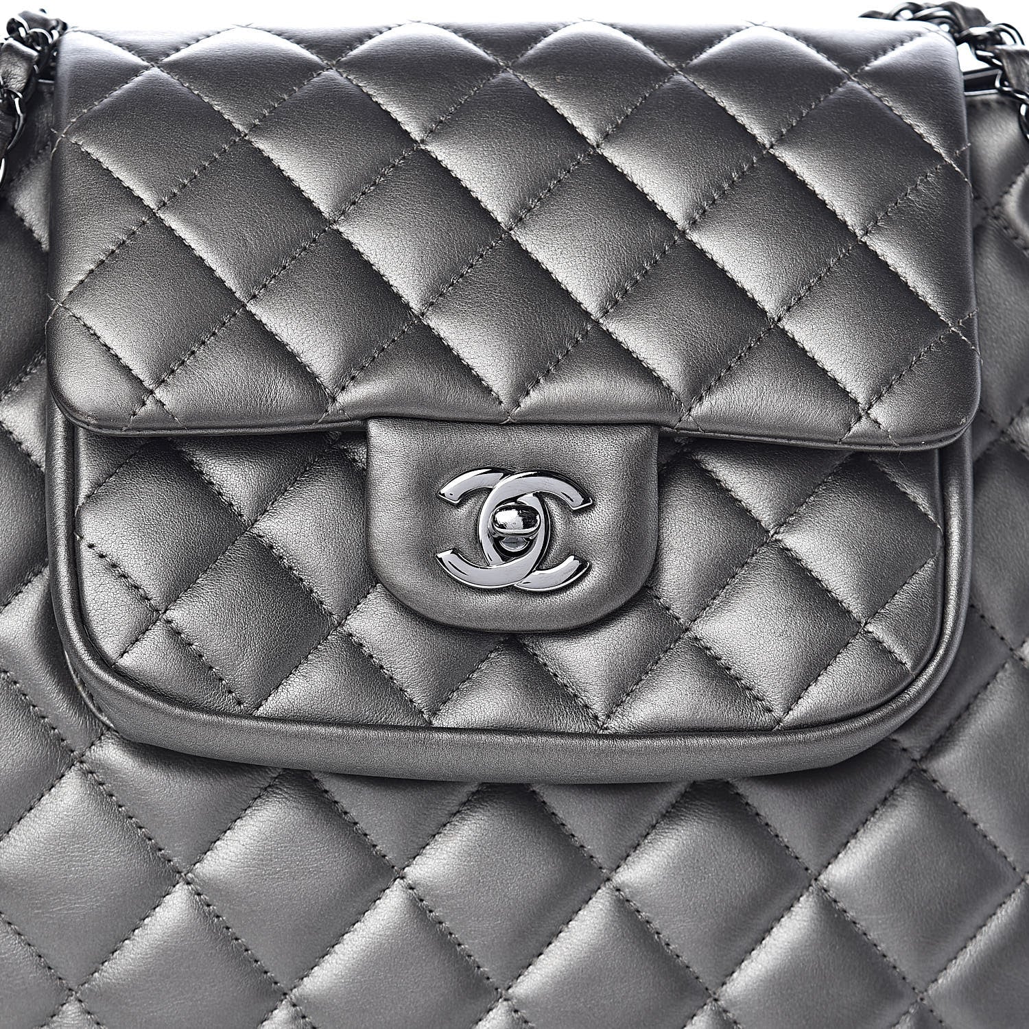 Chanel Metallic Calfskin Quilted Flap Tote Dark Silver 11 of 18