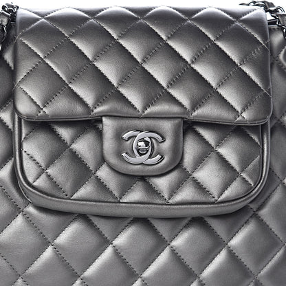 Chanel Metallic Calfskin Quilted Flap Tote Dark Silver 11 of 18