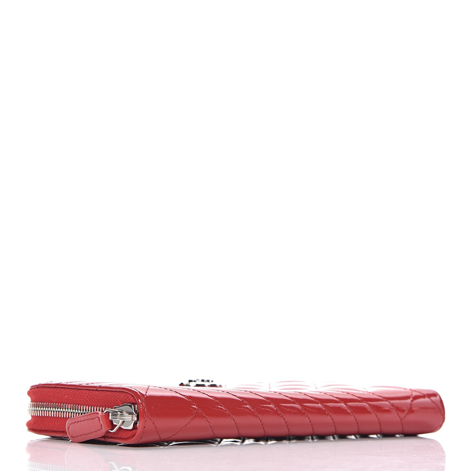 Chanel Patent Quilted Coco Boy Zip Around Wallet Red 4 of 9