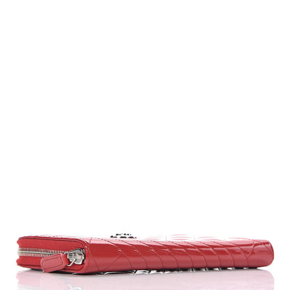 Chanel Patent Quilted Coco Boy Zip Around Wallet Red 4 of 9