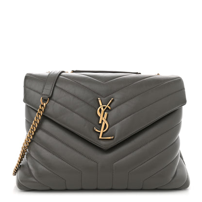 Saint Laurent Calfskin Y Quilted Monogram Medium Loulou Chain Satchel Pebble 1 of 12