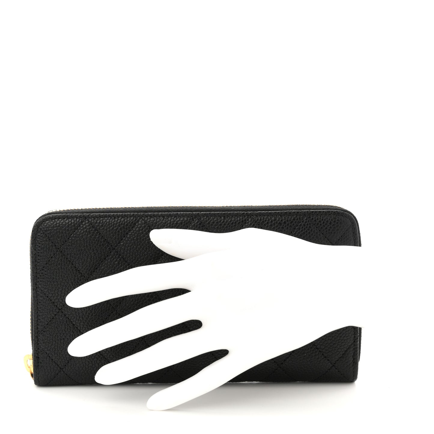 Caviar Quilted Large Gusset Zip Around Wallet Black